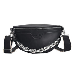 Thick Chain Leather Fanny Pack Waist Bag Shoulder Crossbody Bag