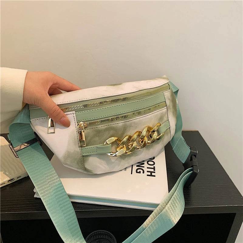 Thick Chain Women's Waist Bag Fanny Pack Crossbody Chest Bag