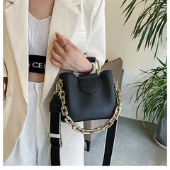Thick Chain Handbag PU Leather Crossbody Bags Short Handle Shoulder Tote