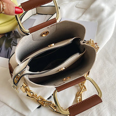 Thick Chain Handbag PU Leather Crossbody Bags Short Handle Shoulder Tote