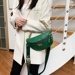 Thick Chains Leather Waist Bag Shoulder Chest Bags Women Fanny Packs