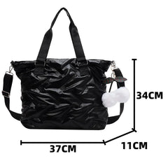 High Capacity Tote Bag Hair Ball Pendant Top Handle Bag