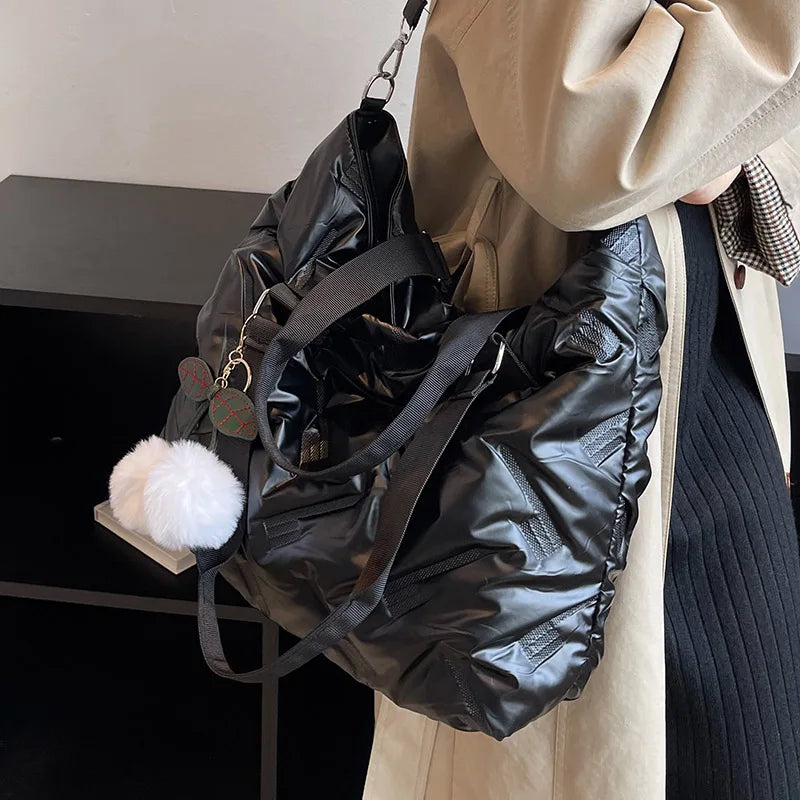 High Capacity Tote Bag Hair Ball Pendant Top Handle Bag