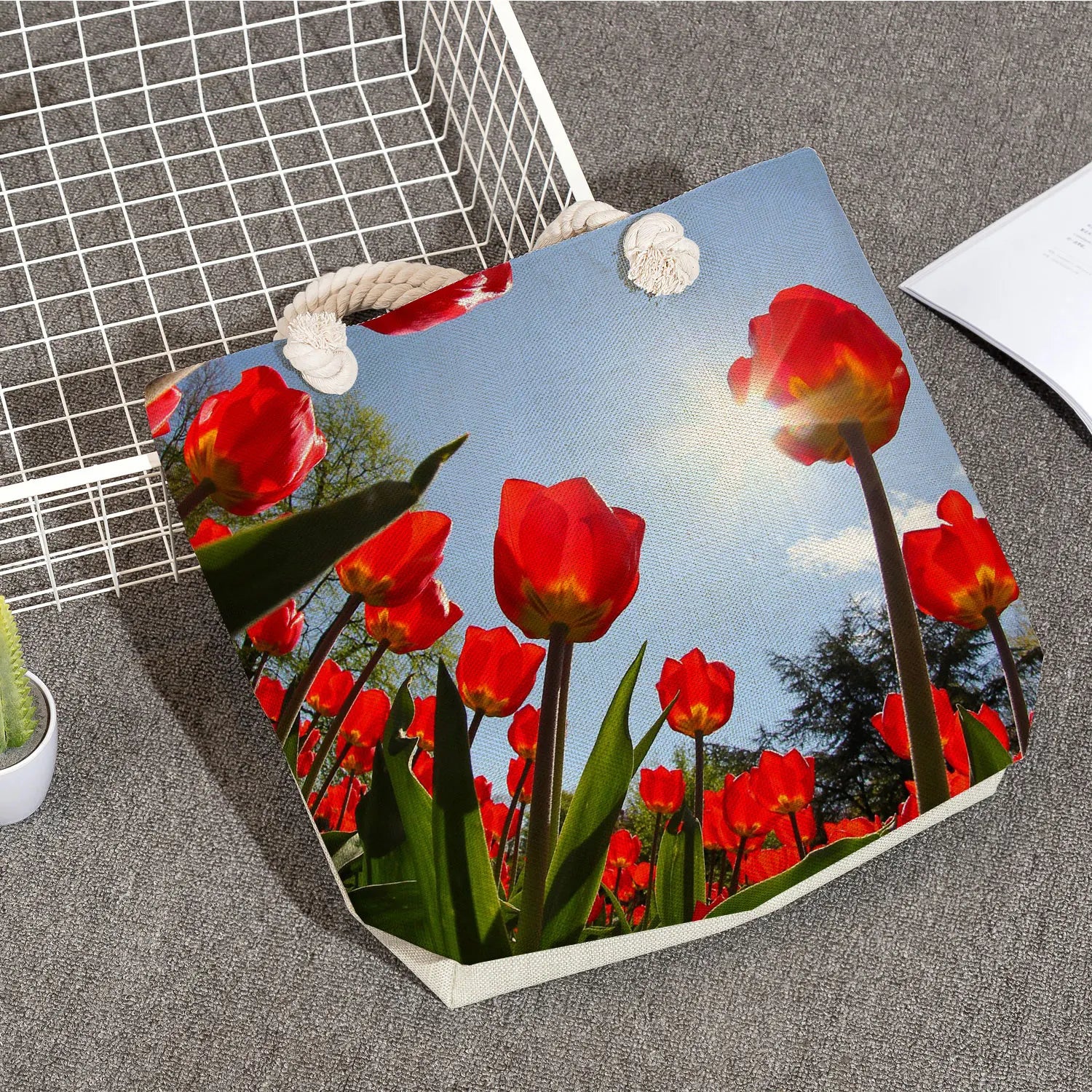 Floral Print Shoulder Bag High Capacity Tote