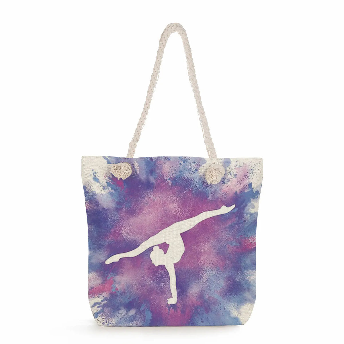 Thick Rope Tote Bags Watercolor Gymnastics Art Print Shoulder Bags