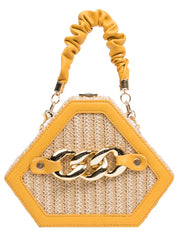 Thicke Chain Women's Shoulder Bag Pleated Top Handle Contrast Handbags
