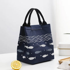 Portable Cartoon Print Lunch Bag Thermal Insulation Student Office Lunch Box