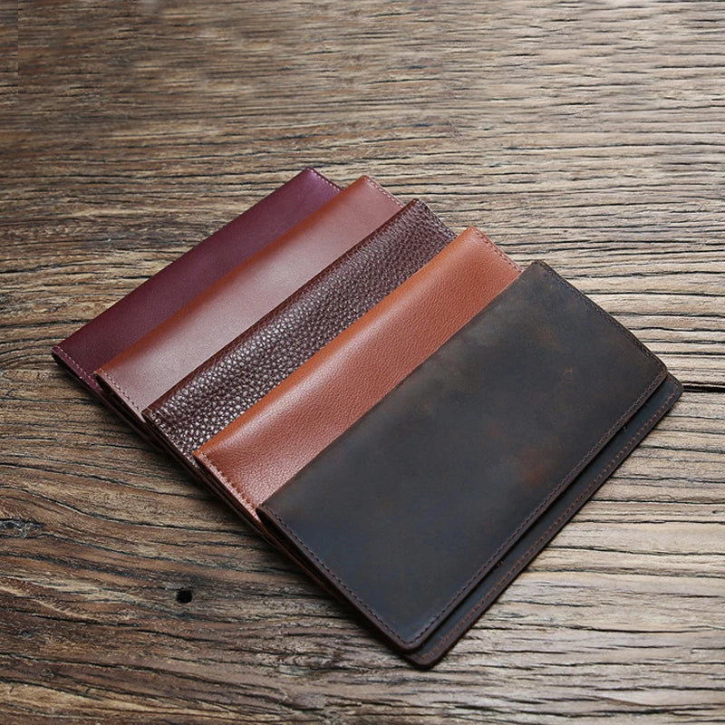Slim Leather Money Clip for Men Vintage Long Wallet