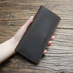 Slim Leather Money Clip for Men Vintage Long Wallet