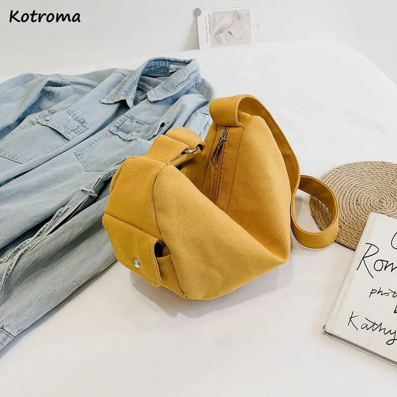 Thread Canvas Shoulder Bags Women Minimalist Couples Cross Body