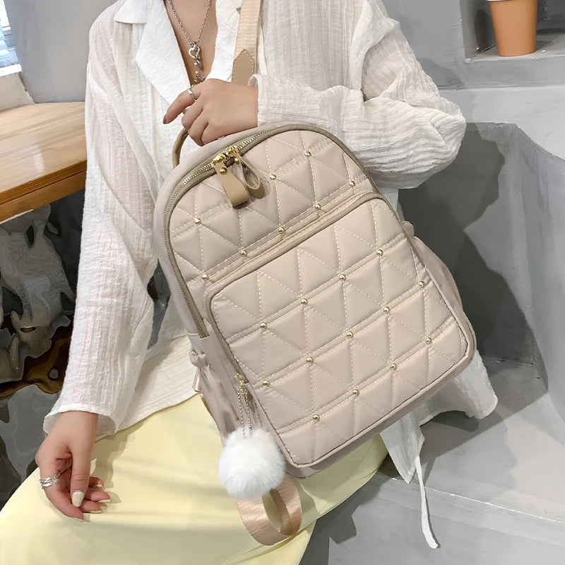 Women Nylon Backpack Anti Theft Travel Bag Lady Waterproof Rucksack