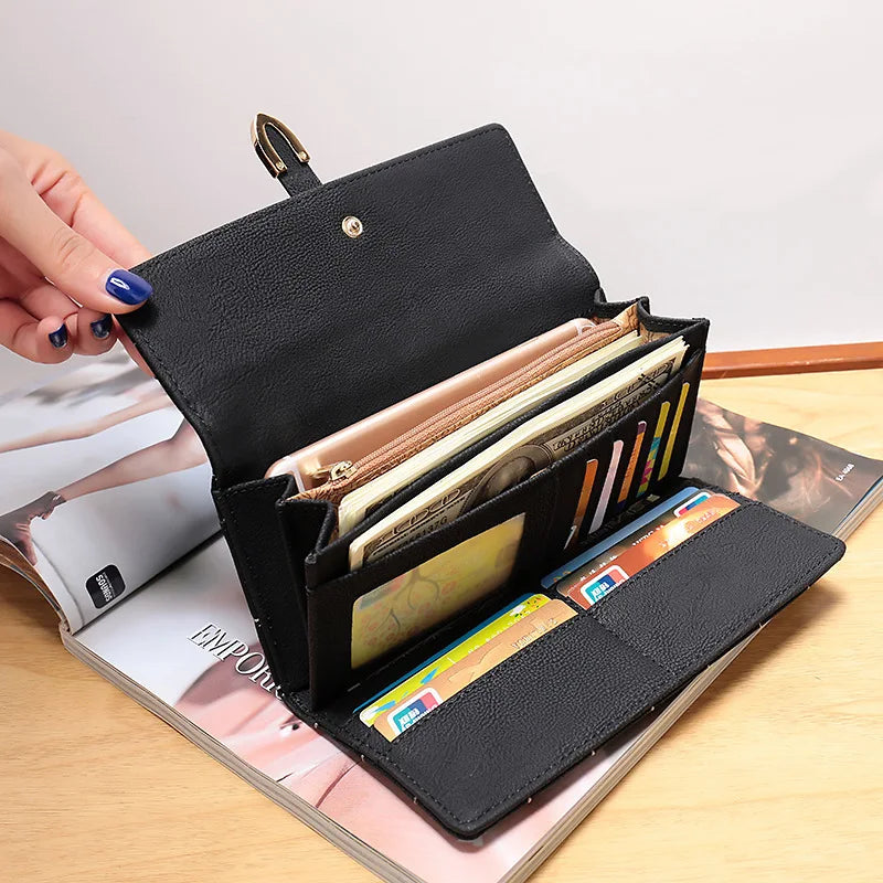 Three Fold Wallet Diamond Lattice Women's PU Wallets Hasp Closure