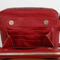 Three-Layer Leather Crossbody Shoulder Clutch Bag Handbag