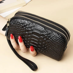 Three Layer Zipper Leather Phone Bag Wallet Purse
