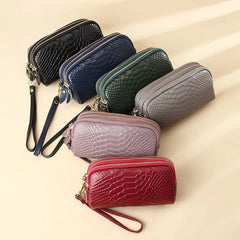 Three Layer Zipper Leather Phone Bag Wallet Purse