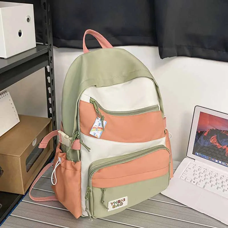 Three-color Stitching Nylon Laptop Backpack