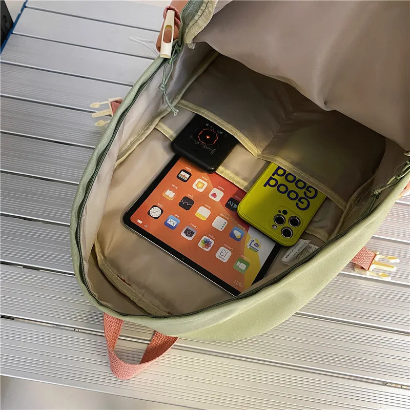 Three-color Stitching Nylon Laptop Backpack