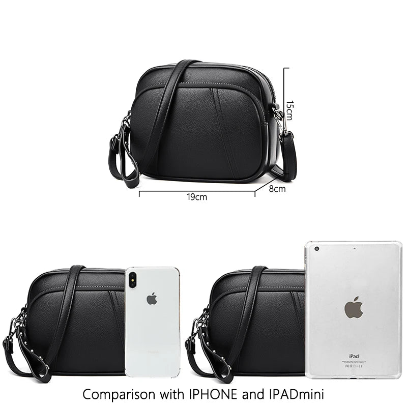 Three-layer Crossbody Bags PU Leather Messenger Bags