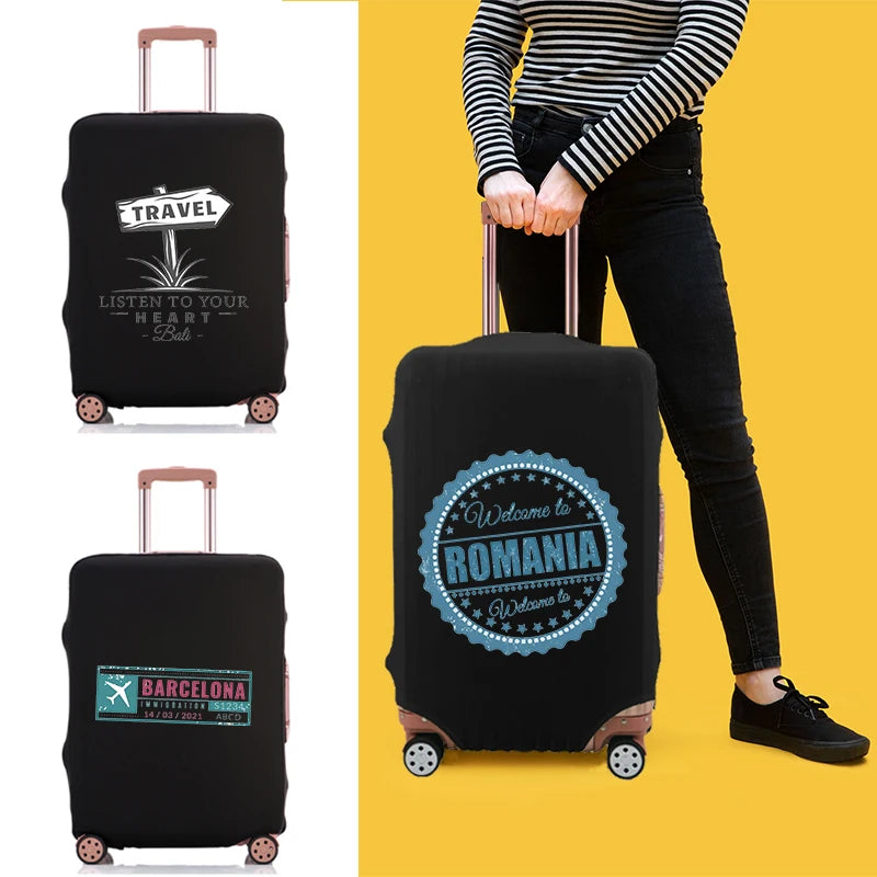 Ticket Stub Print Elastic Luggage Protective Cover