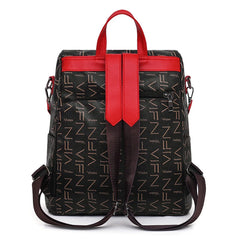 Tide Printed Ladies Backpack Multifunctional Youth College School Bag PU Ladies