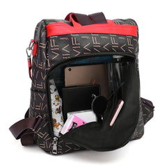 Tide Printed Ladies Backpack Multifunctional Youth College School Bag PU Ladies