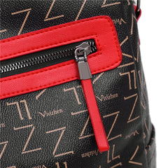 Tide Printed Ladies Backpack Multifunctional Youth College School Bag PU Ladies