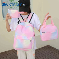 Tie Dye Ink Backpack Lunch Tote Bag Set for Teenagers