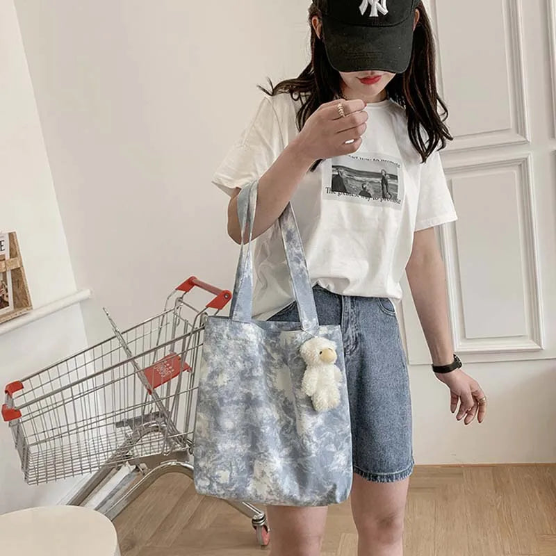Tie-dye Harajuku Shoulder Bags Large Capacity Canvas Handbag