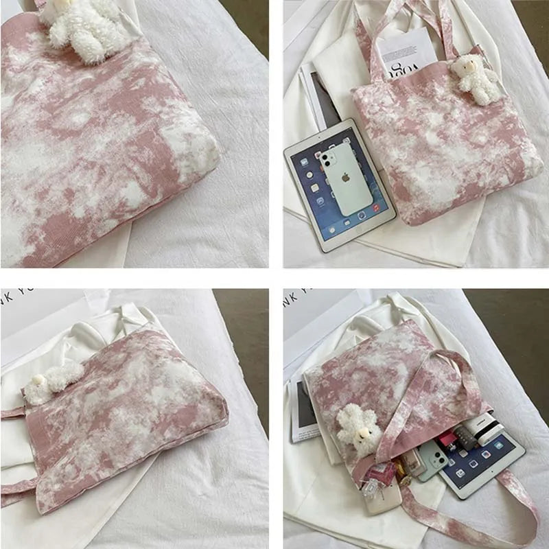 Tie-dye Harajuku Shoulder Bags Large Capacity Canvas Handbag