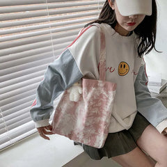 Tie-dye Harajuku Shoulder Bags Large Capacity Canvas Handbag