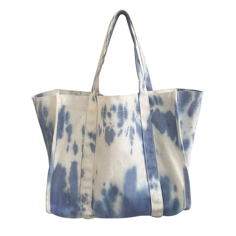 Tie-dye Print Shoulder Bags Large Capacity Canvas Tote