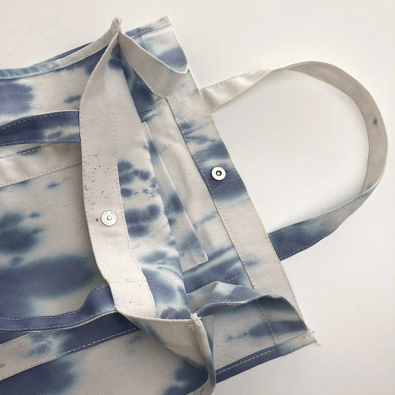 Tie-dye Print Shoulder Bags Large Capacity Canvas Tote