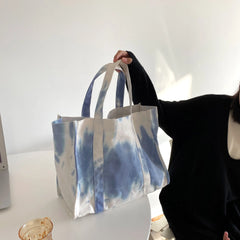 Tie-dye Print Shoulder Bags Large Capacity Canvas Tote