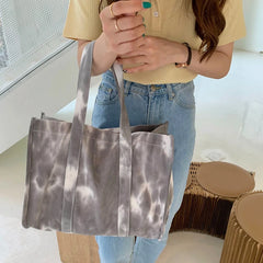 Tie-dye Print Shoulder Bags Large Capacity Canvas Tote