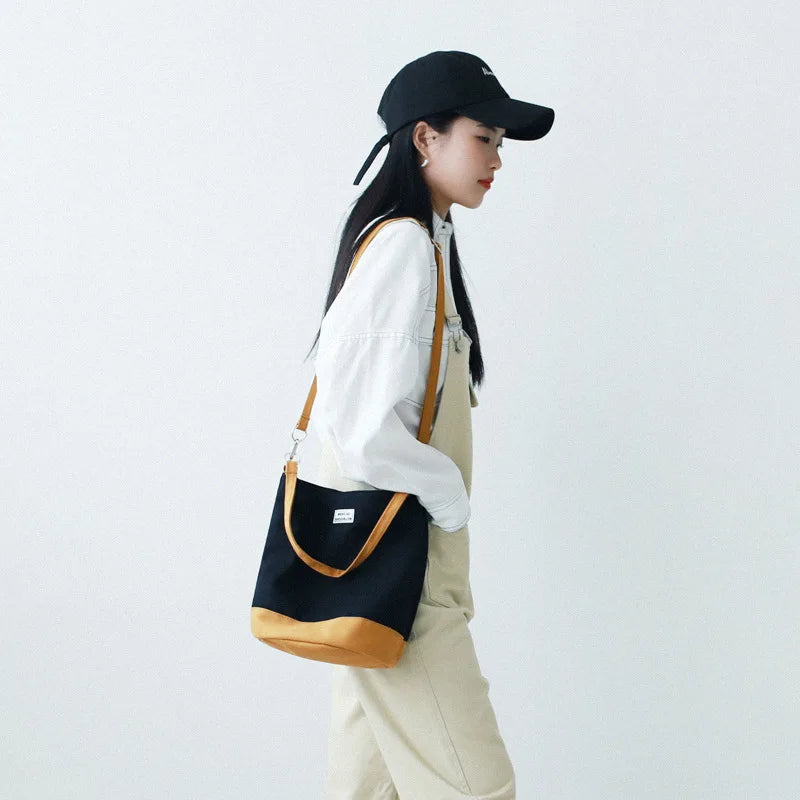 Tilorraine Canvas Shoulder Bag Women's Splicing Messenger Crossbody Bag