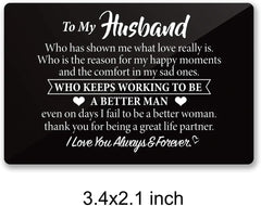 Engraved Metal Wallet Card Inserts From Wife - Black