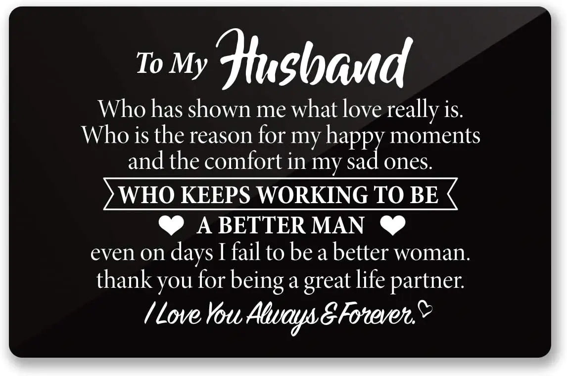 Engraved Metal Wallet Card Inserts From Wife - Black