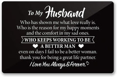 Engraved Metal Wallet Card Inserts From Wife - Black