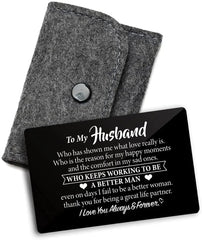 Engraved Metal Wallet Card Inserts From Wife - Black