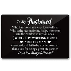 Engraved Metal Wallet Card Inserts From Wife - Black