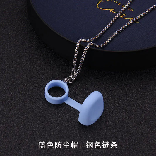 Portable Tobacco Pipe Holder with Flute Pendant Charm Necklace