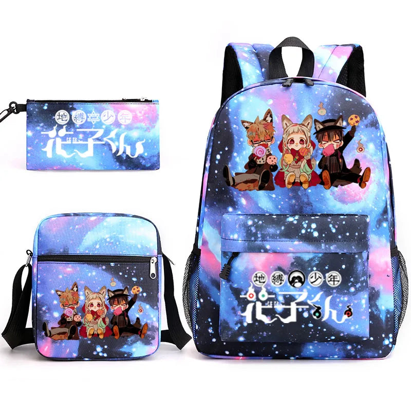 Hanako 3pcs Schoolbag Backpack Children Pencil Box Anime Backpack