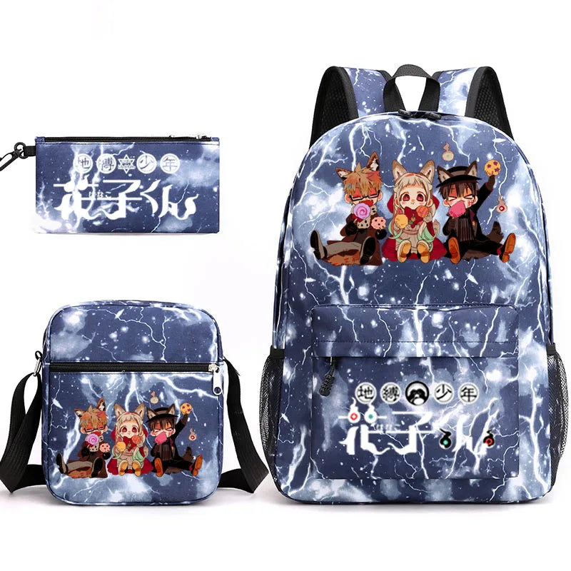 Hanako 3pcs Schoolbag Backpack Children Pencil Box Anime Backpack