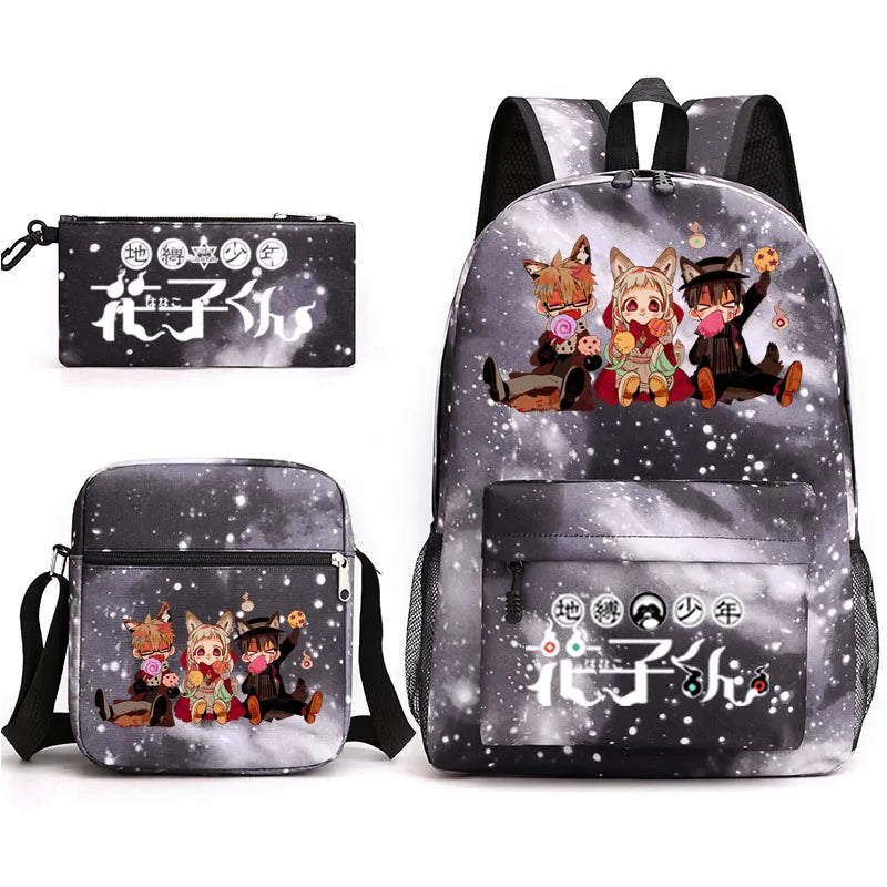 Hanako 3pcs Schoolbag Backpack Children Pencil Box Anime Backpack