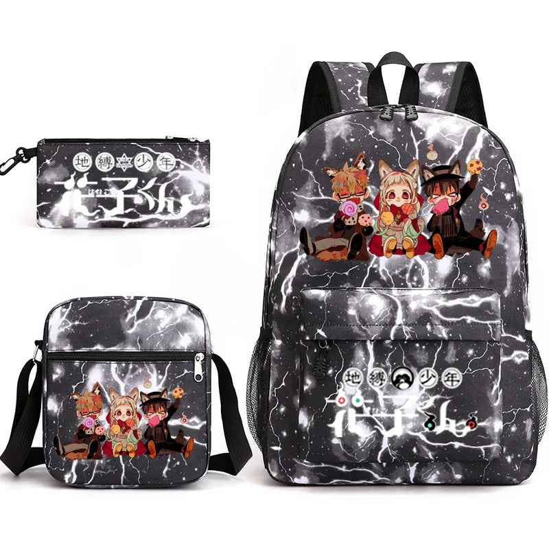 Hanako 3pcs Schoolbag Backpack Children Pencil Box Anime Backpack