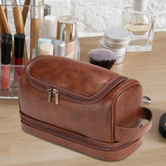 Toiletry Bag PU Leather Large Capacity Organizer Case