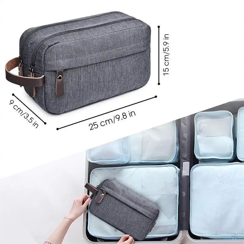Canvas Toiletry Bag Gray Lightweight Shaving Bag