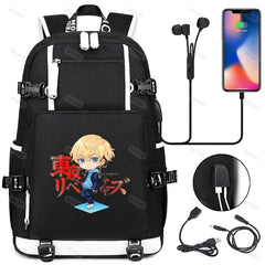 Tokyo Revengers Backpack Usb Travel Backpack for Boys Girls School Students