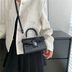 Stone Pattern Leather Crossbody Bag Women Flap Shoulder Bags