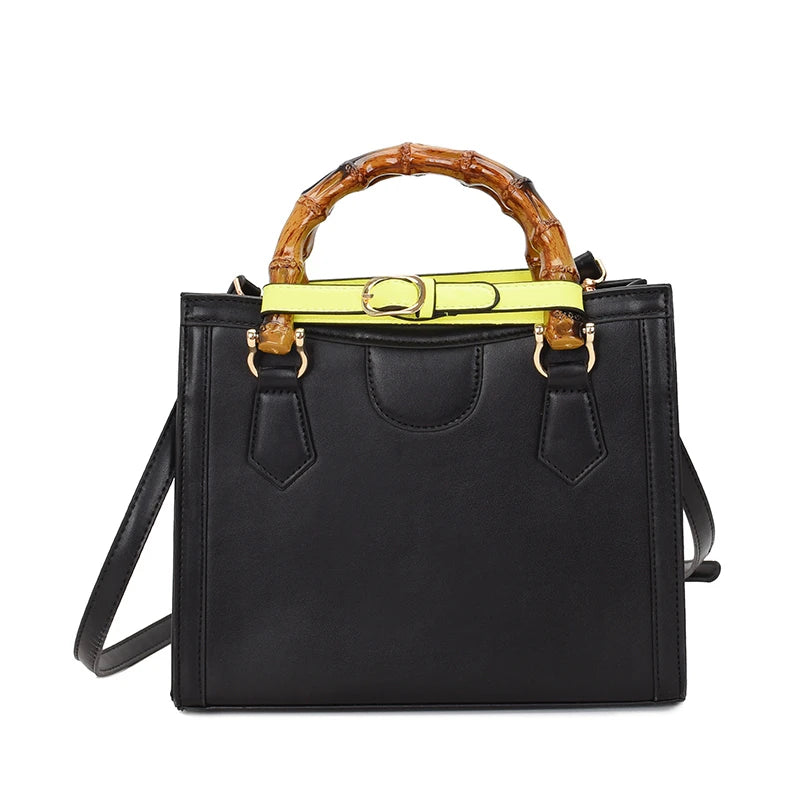 Bamboo Handle Handbag Crossbody Bag Tote Satchel